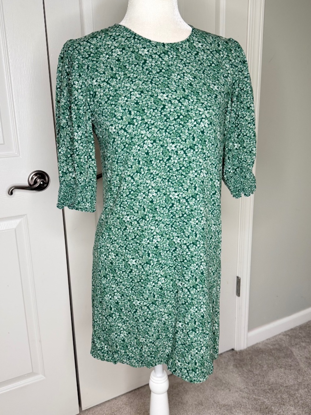 Reformation Lea Green Floral Mini Dress M